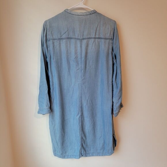 J Crew Chambray Dress Lyocell Blue Popover Ombre Shirt Dress Size Small S - Picture 2 of 6
